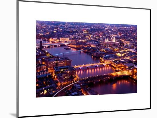 View of City of London with St. Paul's Cathedral and River Thames at Night - London - UK - England-Philippe Hugonnard-Mounted Art Print