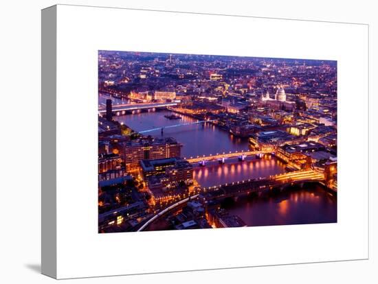 View of City of London with St. Paul's Cathedral and River Thames at Night - London - UK - England-Philippe Hugonnard-Stretched Canvas