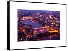 View of City of London with St. Paul's Cathedral and River Thames at Night - London - UK - England-Philippe Hugonnard-Framed Stretched Canvas