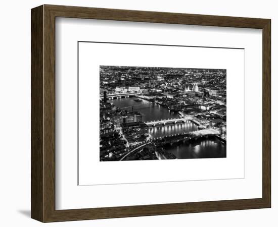 View of City of London with St. Paul's Cathedral and River Thames at Night - London - UK - England-Philippe Hugonnard-Framed Art Print