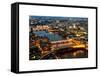 View of City of London with St. Paul's Cathedral and River Thames at Night - London - UK - England-Philippe Hugonnard-Framed Stretched Canvas