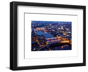 View of City of London with St. Paul's Cathedral and River Thames at Night - London - UK - England-Philippe Hugonnard-Framed Art Print