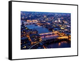 View of City of London with St. Paul's Cathedral and River Thames at Night - London - UK - England-Philippe Hugonnard-Framed Stretched Canvas