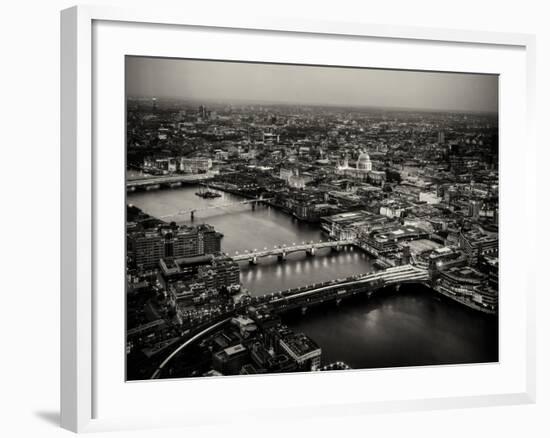 View of City of London with St. Paul's Cathedral at Nightfall - River Thames - London - UK-Philippe Hugonnard-Framed Photographic Print