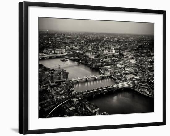 View of City of London with St. Paul's Cathedral at Nightfall - River Thames - London - UK-Philippe Hugonnard-Framed Photographic Print