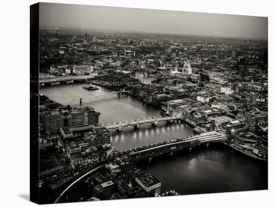 View of City of London with St. Paul's Cathedral at Nightfall - River Thames - London - UK-Philippe Hugonnard-Stretched Canvas