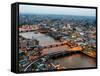 View of City of London with St. Paul's Cathedral at Nightfall - River Thames - London - UK-Philippe Hugonnard-Framed Stretched Canvas