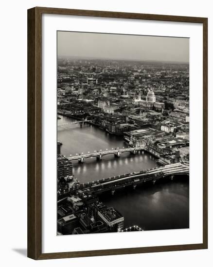 View of City of London with St. Paul's Cathedral at Nightfall - River Thames - London - UK-Philippe Hugonnard-Framed Photographic Print