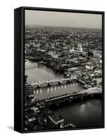 View of City of London with St. Paul's Cathedral at Nightfall - River Thames - London - UK-Philippe Hugonnard-Framed Stretched Canvas