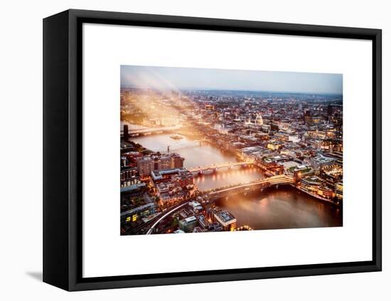 View of City of London with St. Paul's Cathedral at Nightfall - River Thames - London - UK-Philippe Hugonnard-Framed Stretched Canvas