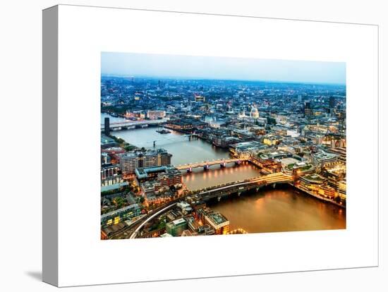 View of City of London with St. Paul's Cathedral at Nightfall - River Thames - London - UK-Philippe Hugonnard-Stretched Canvas