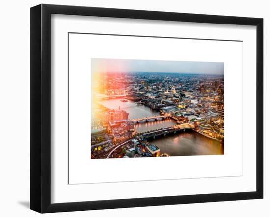 View of City of London with St. Paul's Cathedral at Nightfall - River Thames - London - UK-Philippe Hugonnard-Framed Art Print