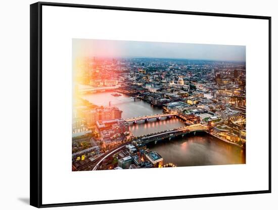 View of City of London with St. Paul's Cathedral at Nightfall - River Thames - London - UK-Philippe Hugonnard-Framed Stretched Canvas