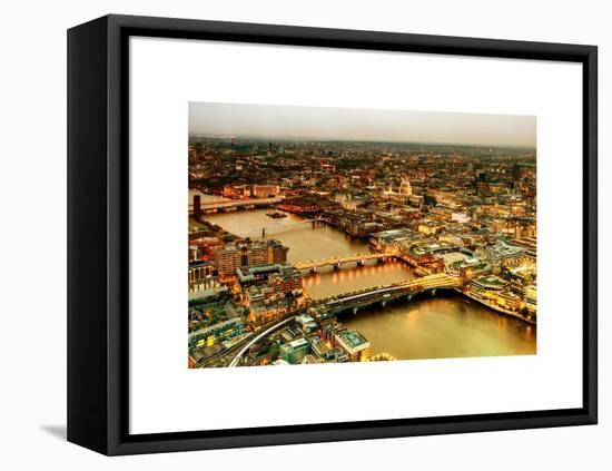 View of City of London with St. Paul's Cathedral at Nightfall - River Thames - London - UK-Philippe Hugonnard-Framed Stretched Canvas