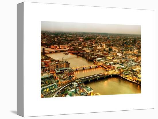 View of City of London with St. Paul's Cathedral at Nightfall - River Thames - London - UK-Philippe Hugonnard-Stretched Canvas