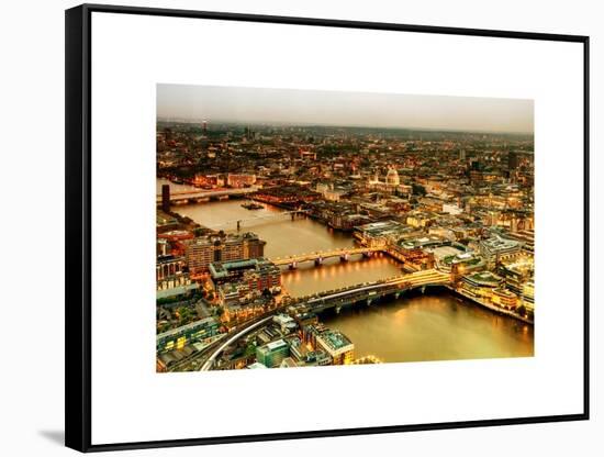 View of City of London with St. Paul's Cathedral at Nightfall - River Thames - London - UK-Philippe Hugonnard-Framed Stretched Canvas