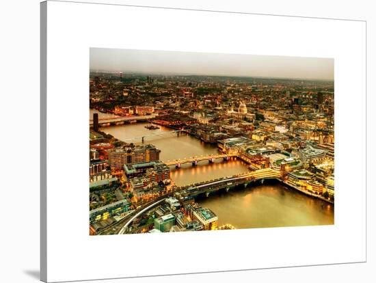 View of City of London with St. Paul's Cathedral at Nightfall - River Thames - London - UK-Philippe Hugonnard-Stretched Canvas