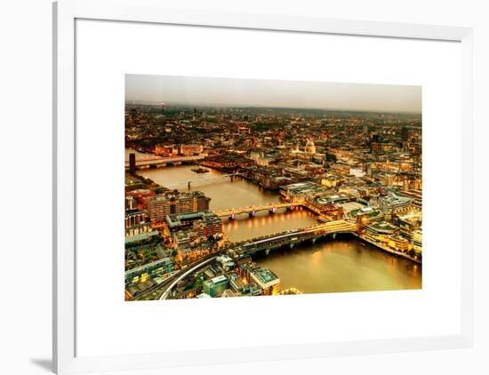 View of City of London with St. Paul's Cathedral at Nightfall - River Thames - London - UK-Philippe Hugonnard-Framed Art Print