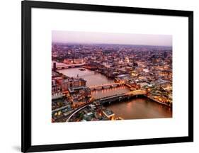 View of City of London with St. Paul's Cathedral at Nightfall - River Thames - London - UK-Philippe Hugonnard-Framed Art Print