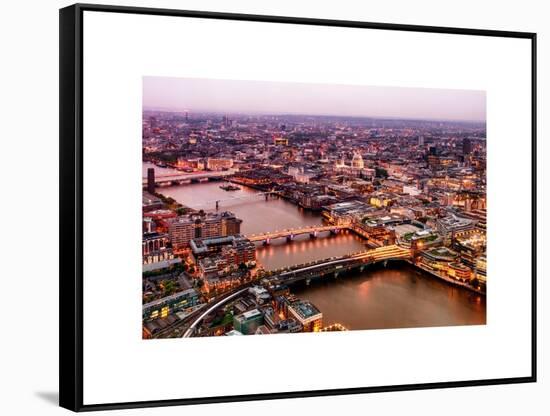 View of City of London with St. Paul's Cathedral at Nightfall - River Thames - London - UK-Philippe Hugonnard-Framed Stretched Canvas