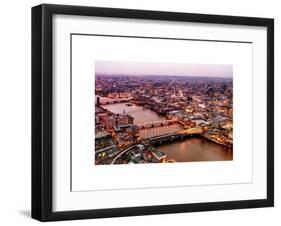 View of City of London with St. Paul's Cathedral at Nightfall - River Thames - London - UK-Philippe Hugonnard-Framed Art Print