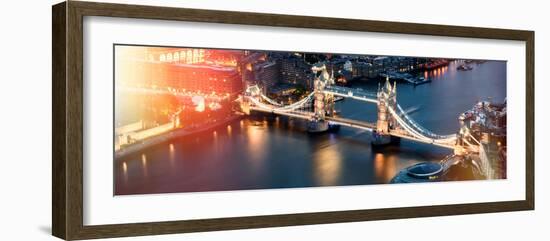 View of City of London with the Tower Bridge at Night - London - UK - England - United Kingdom-Philippe Hugonnard-Framed Photographic Print