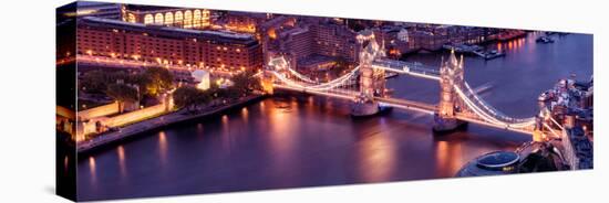 View of City of London with the Tower Bridge at Night - London - UK - England - United Kingdom-Philippe Hugonnard-Stretched Canvas