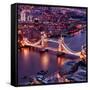 View of City of London with the Tower Bridge at Night - London - UK - England - United Kingdom-Philippe Hugonnard-Framed Stretched Canvas