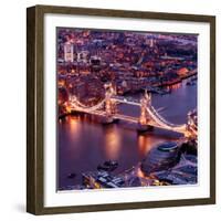 View of City of London with the Tower Bridge at Night - London - UK - England - United Kingdom-Philippe Hugonnard-Framed Photographic Print