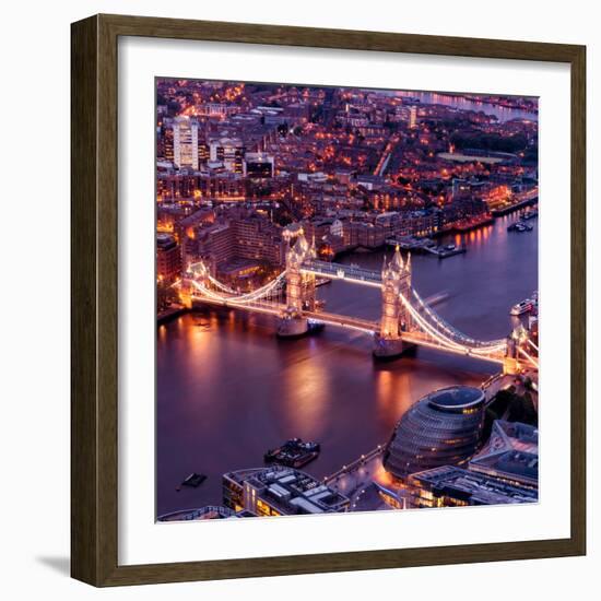 View of City of London with the Tower Bridge at Night - London - UK - England - United Kingdom-Philippe Hugonnard-Framed Photographic Print