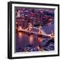 View of City of London with the Tower Bridge at Night - London - UK - England - United Kingdom-Philippe Hugonnard-Framed Photographic Print