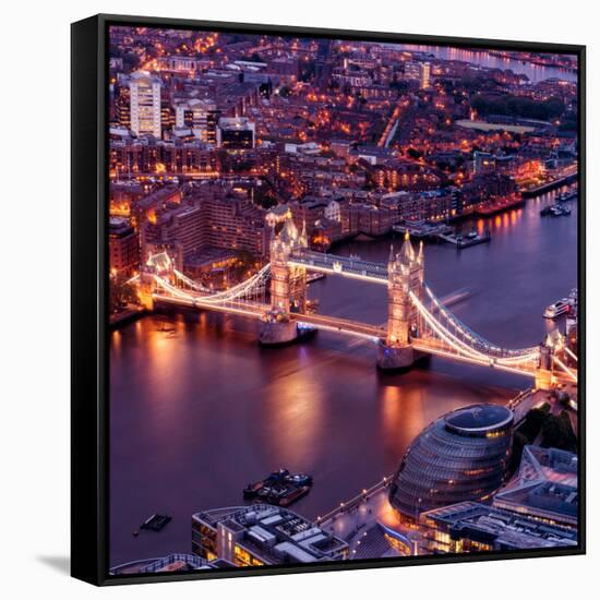 View of City of London with the Tower Bridge at Night - London - UK - England - United Kingdom-Philippe Hugonnard-Framed Stretched Canvas