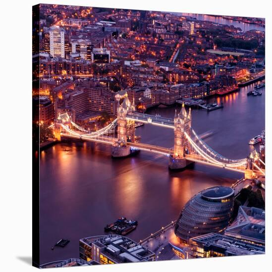 View of City of London with the Tower Bridge at Night - London - UK - England - United Kingdom-Philippe Hugonnard-Stretched Canvas