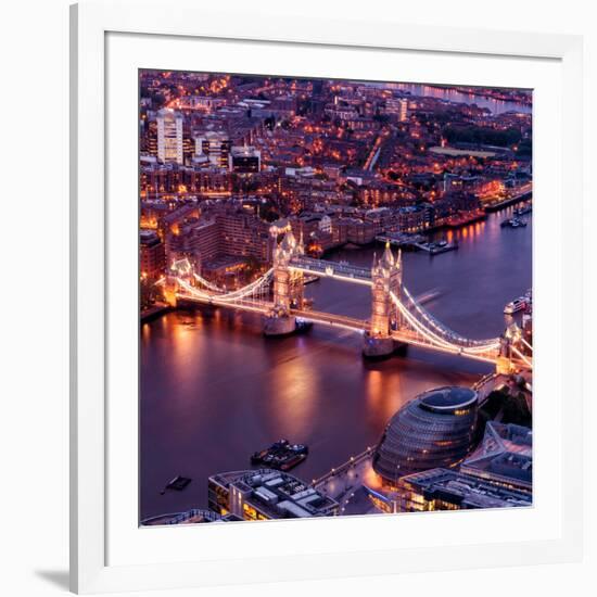 View of City of London with the Tower Bridge at Night - London - UK - England - United Kingdom-Philippe Hugonnard-Framed Photographic Print