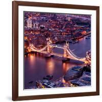 View of City of London with the Tower Bridge at Night - London - UK - England - United Kingdom-Philippe Hugonnard-Framed Photographic Print