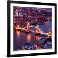 View of City of London with the Tower Bridge at Night - London - UK - England - United Kingdom-Philippe Hugonnard-Framed Photographic Print