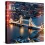 View of City of London with the Tower Bridge at Night - London - UK - England - United Kingdom-Philippe Hugonnard-Stretched Canvas