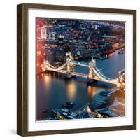 View of City of London with the Tower Bridge at Night - London - UK - England - United Kingdom-Philippe Hugonnard-Framed Photographic Print