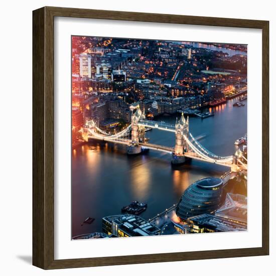 View of City of London with the Tower Bridge at Night - London - UK - England - United Kingdom-Philippe Hugonnard-Framed Photographic Print