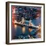 View of City of London with the Tower Bridge at Night - London - UK - England - United Kingdom-Philippe Hugonnard-Framed Photographic Print