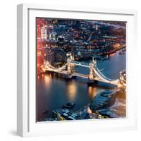 View of City of London with the Tower Bridge at Night - London - UK - England - United Kingdom-Philippe Hugonnard-Framed Photographic Print