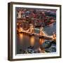 View of City of London with the Tower Bridge at Night - London - UK - England - United Kingdom-Philippe Hugonnard-Framed Photographic Print