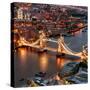 View of City of London with the Tower Bridge at Night - London - UK - England - United Kingdom-Philippe Hugonnard-Stretched Canvas