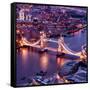 View of City of London with the Tower Bridge at Night - London - UK - England - United Kingdom-Philippe Hugonnard-Framed Stretched Canvas