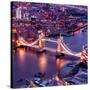 View of City of London with the Tower Bridge at Night - London - UK - England - United Kingdom-Philippe Hugonnard-Stretched Canvas