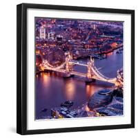 View of City of London with the Tower Bridge at Night - London - UK - England - United Kingdom-Philippe Hugonnard-Framed Photographic Print