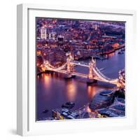 View of City of London with the Tower Bridge at Night - London - UK - England - United Kingdom-Philippe Hugonnard-Framed Photographic Print