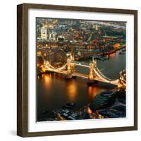 View of City of London with the Tower Bridge at Night - London - UK - England - United Kingdom-Philippe Hugonnard-Framed Photographic Print