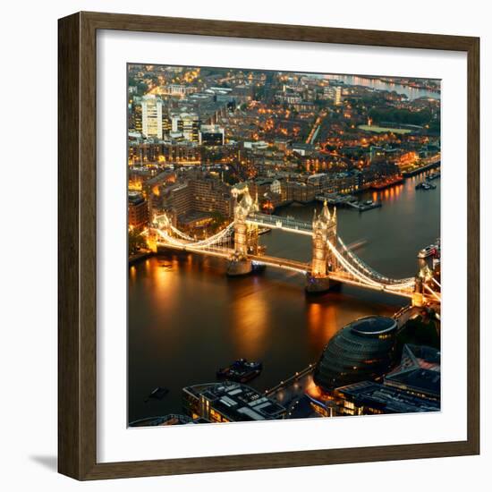 View of City of London with the Tower Bridge at Night - London - UK - England - United Kingdom-Philippe Hugonnard-Framed Photographic Print