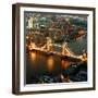 View of City of London with the Tower Bridge at Night - London - UK - England - United Kingdom-Philippe Hugonnard-Framed Photographic Print